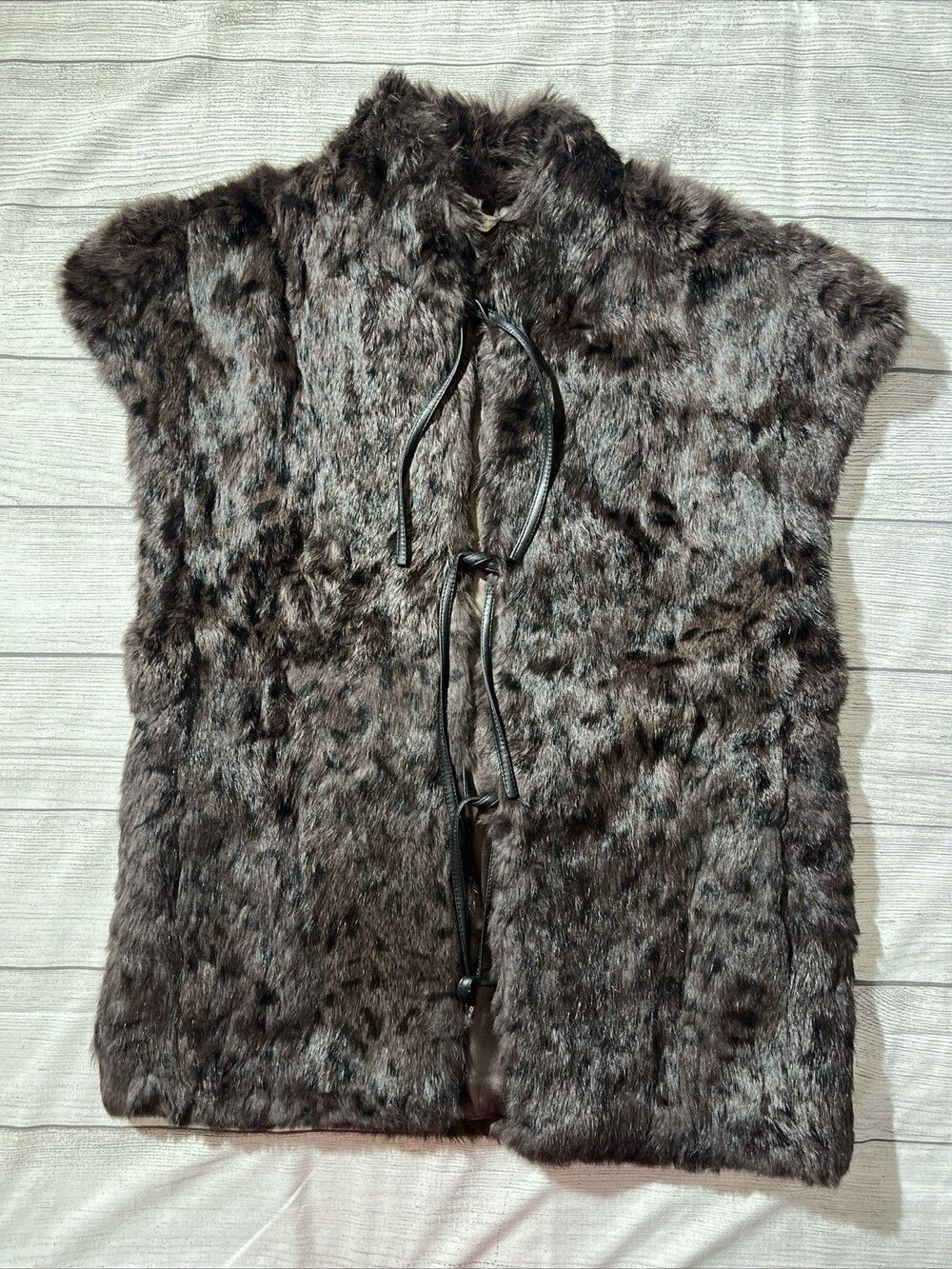 Vintage Wilson’s Leather Maxima Rabbit Fur Zip Up Vest Size S Ladies Soft